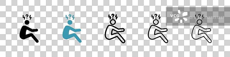 白色背景上的抑郁症图标集图片素材