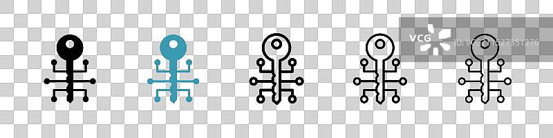 白色背景上的数字钥匙图标集图片素材