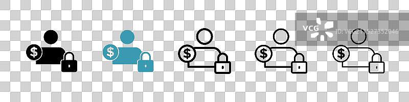 白色背景上的担保人图标集图片素材