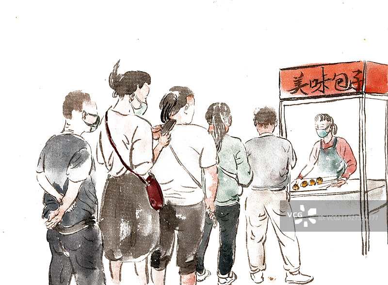 排队买包子图片素材