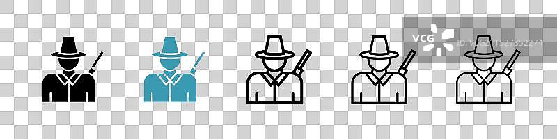 白色背景上的猎人图标集图片素材