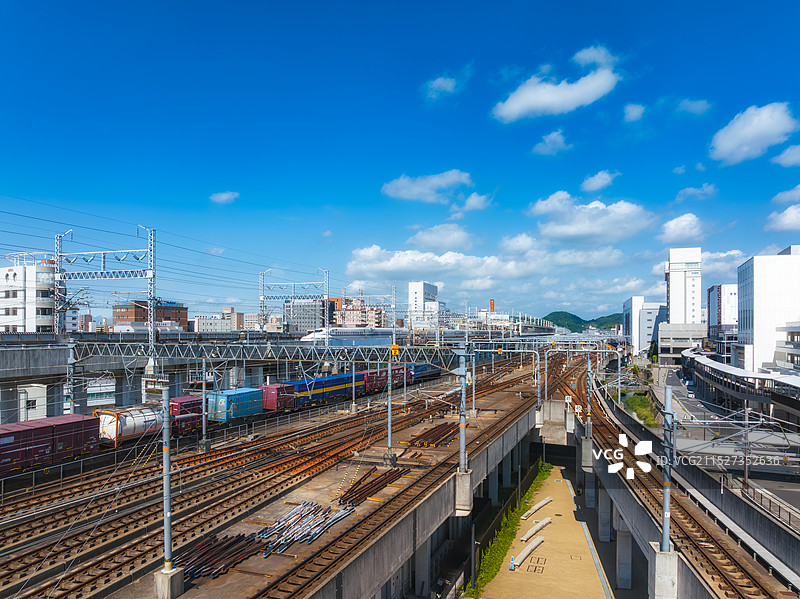霓虹国，兵库县，姬路市，姬路火车站，JR姬路駅，山阳新干线，东海道、山阳本线，姬新线，播但线，航拍图片素材