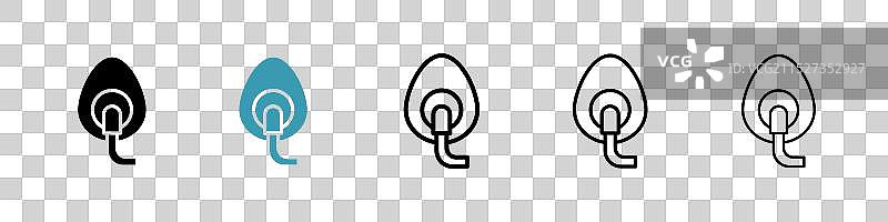 白色背景上的氧气面罩图标集图片素材