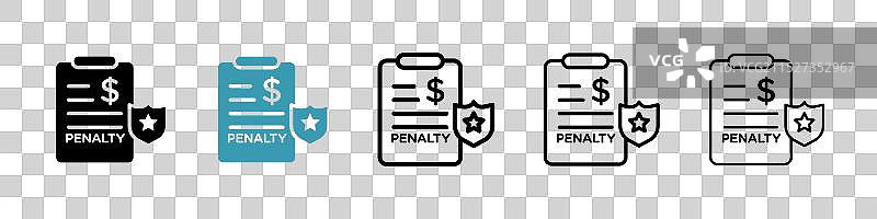 白色背景上的罚球图标集图片素材