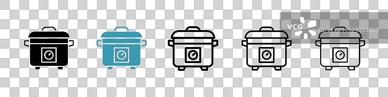 白色背景上的压力锅图标集图片素材