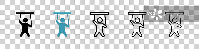 白色背景上的木偶图标集图片素材