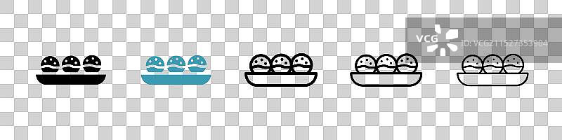 白色背景上的章鱼烧图标集图片素材