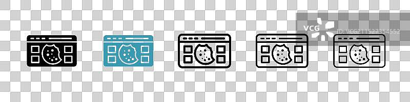 白色背景上的网络 cookies 图标集图片素材