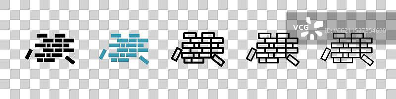 白色背景上的木块图标集图片素材