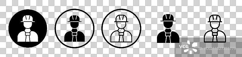 白色背景上的土木工程师图标集图片素材