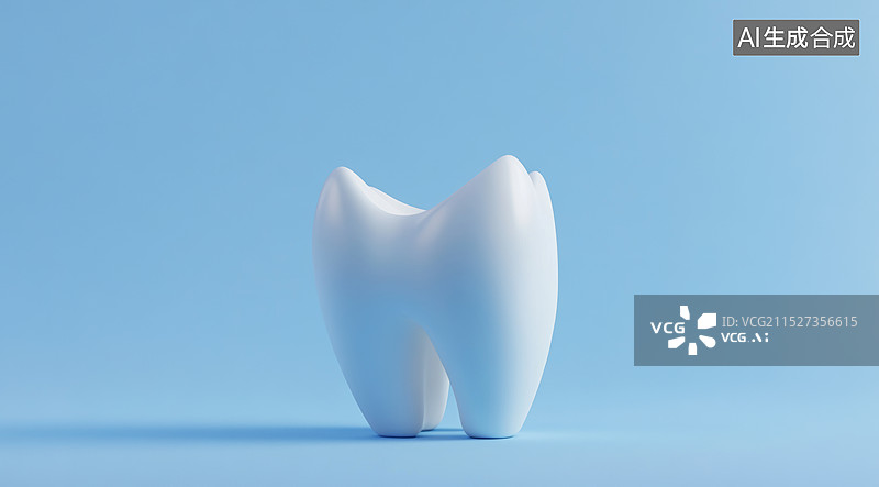 【AI数字艺术】一颗巨大的牙齿模型，背景是蓝色的。是一个与牙科或口腔健康相关的宣传图片图片素材