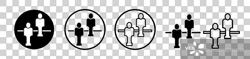 白色背景上的两组桌上足球图标图片素材