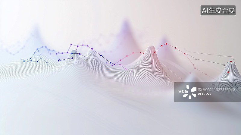 【AI数字艺术】抽象色彩线条科技感山脉图片素材