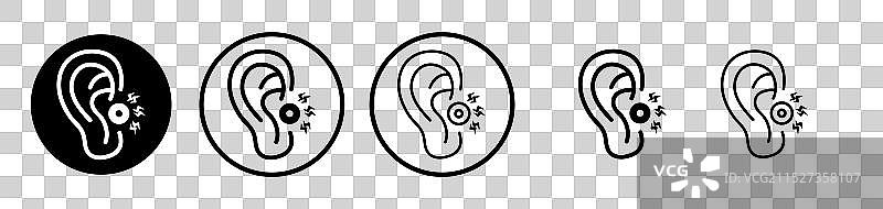 中耳炎图标集图片素材