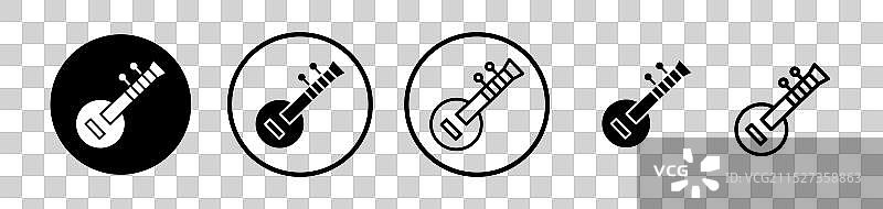 白色背景上的西塔琴图标集图片素材