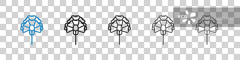 白色背景上的康乃馨图标集图片素材