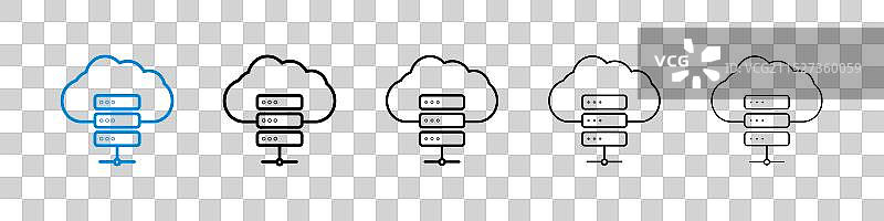 白色背景上的数据中心图标集图片素材