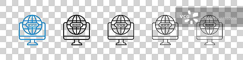 白色背景上的域名图标集图片素材