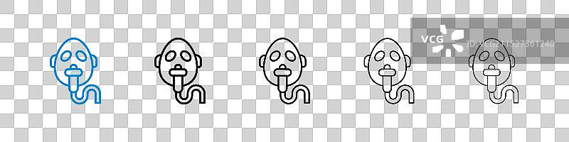 白色背景上的氧气面罩图标集图片素材