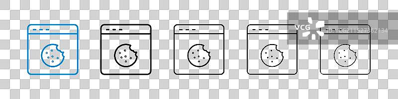 白色背景上的网络 cookies 图标集图片素材