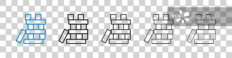 白色背景上的木块图标集图片素材