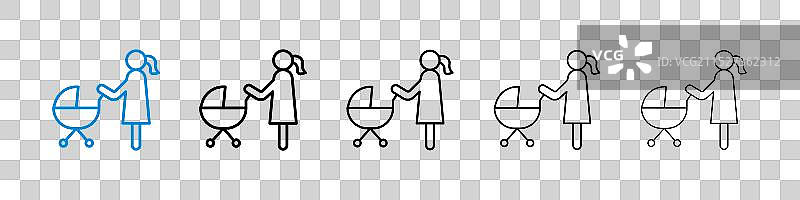 白色背景上的婴儿车图标图片素材