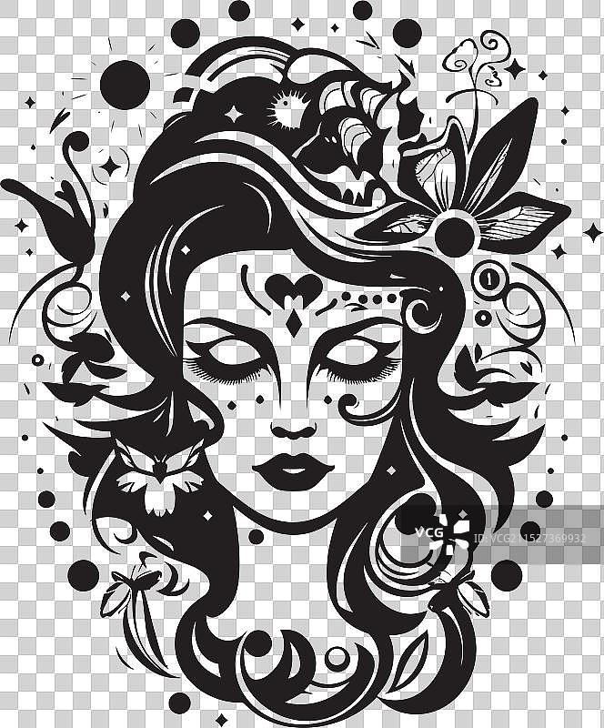 时尚暗调黑人女人肖像设计图片素材