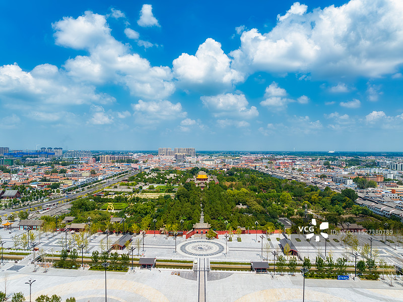 周口市，淮阳区，河南淮阳龙湖国家湿地公园，太昊陵庙，第四批全国重点文物保护单位，太昊伏羲氏，航拍图片素材