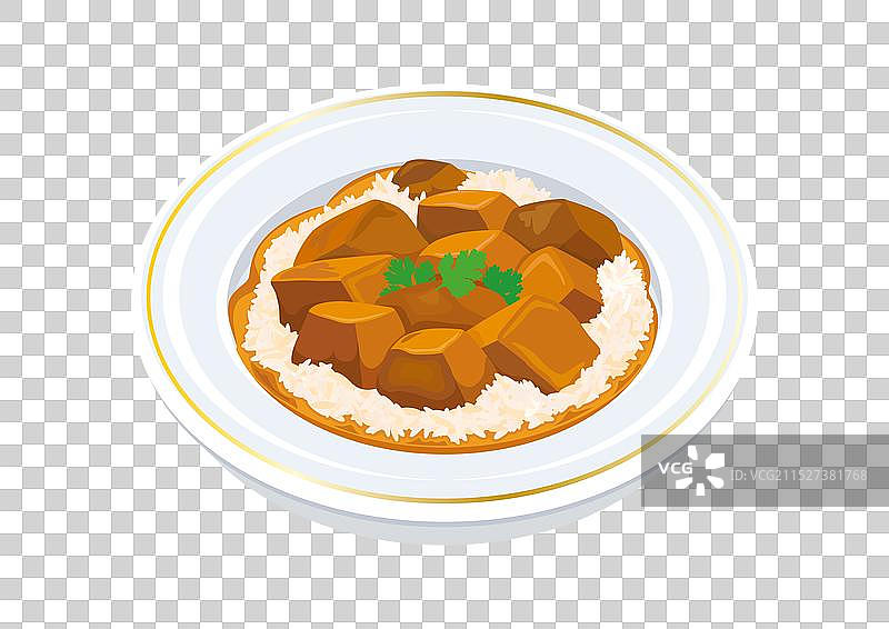 盘装咖喱鸡肉饭图标图片素材