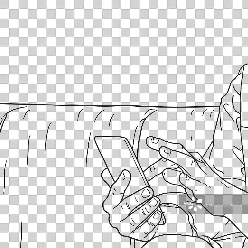 手绘线条人物坐姿图片素材