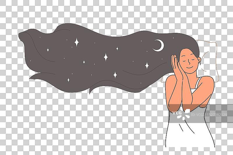 快乐的女人在床上做美梦图片素材