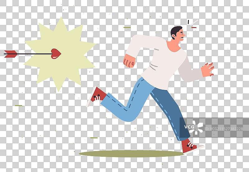 男人躲避丘比特之箭图片素材