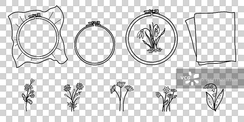 绣花绷架与帆布图片素材