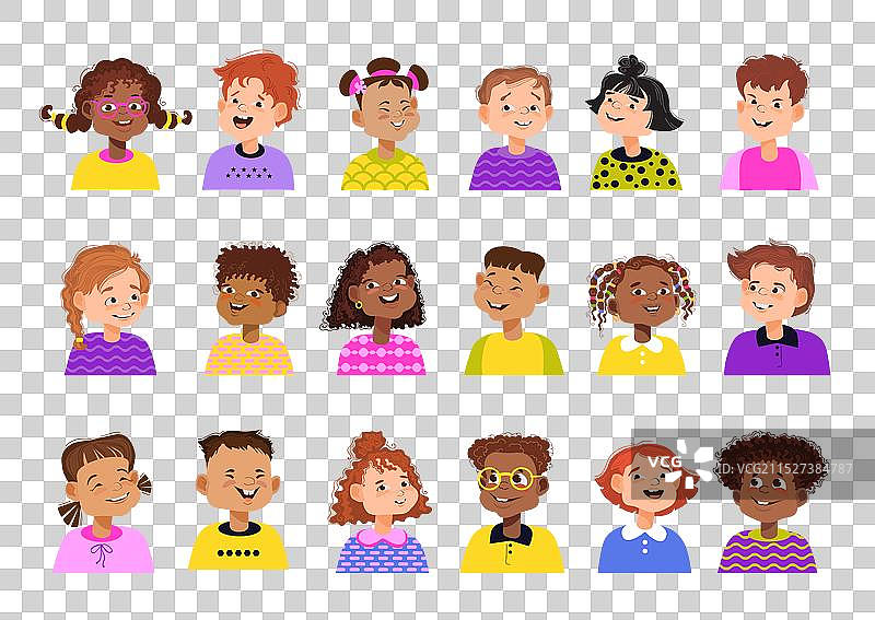 可爱的卡通儿童多元肖像图片素材
