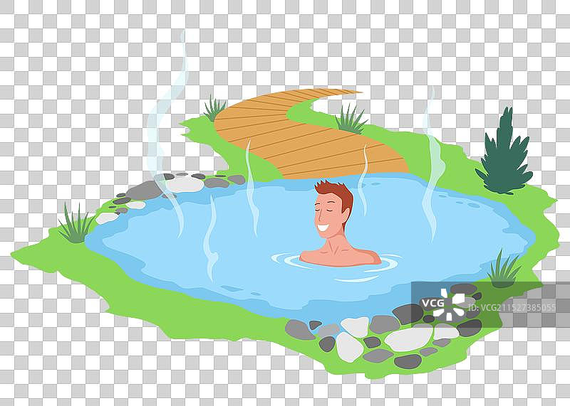 人们在温泉池享受温泉图片素材