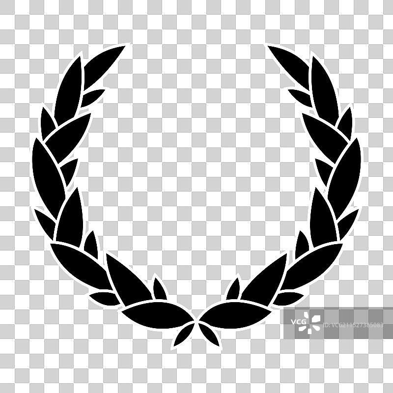 复古月桂花环黑色圆形剪影图片素材