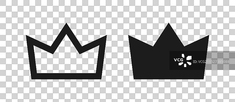 皇冠扁平黑色线条风格图标图片素材