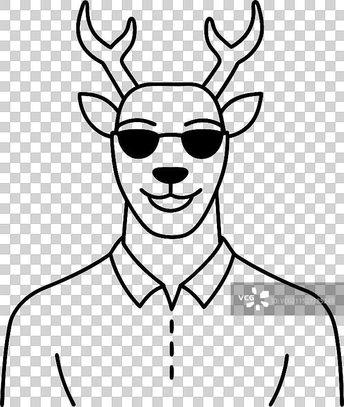 戴着太阳镜、自信微笑的成年鹿图片素材