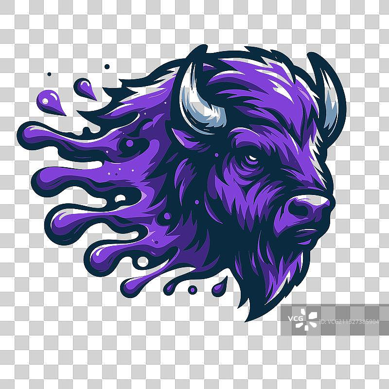 紫色设计野牛头图片素材