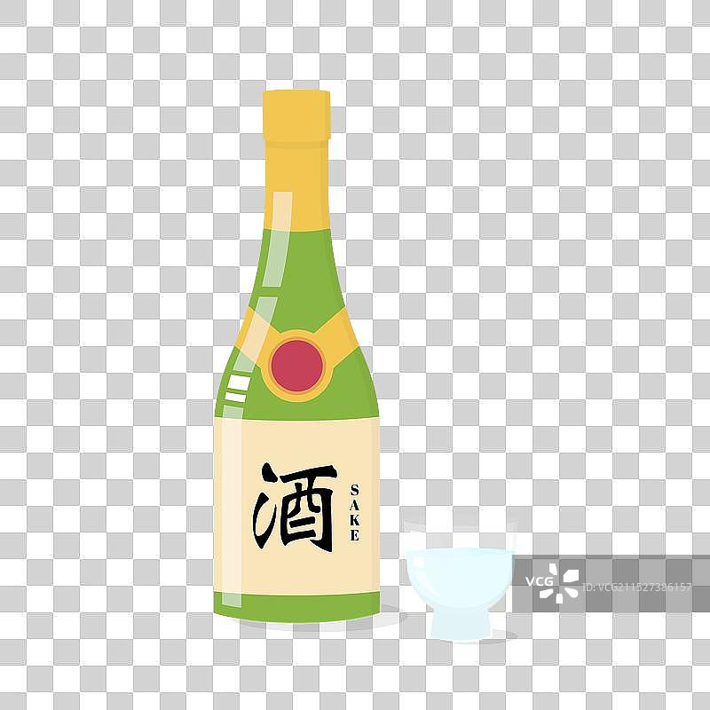 日式绿色清酒瓶图片素材