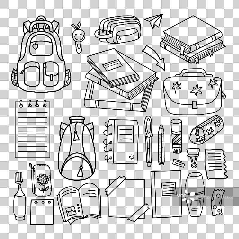 文具和美术用品涂鸦轮廓图片素材