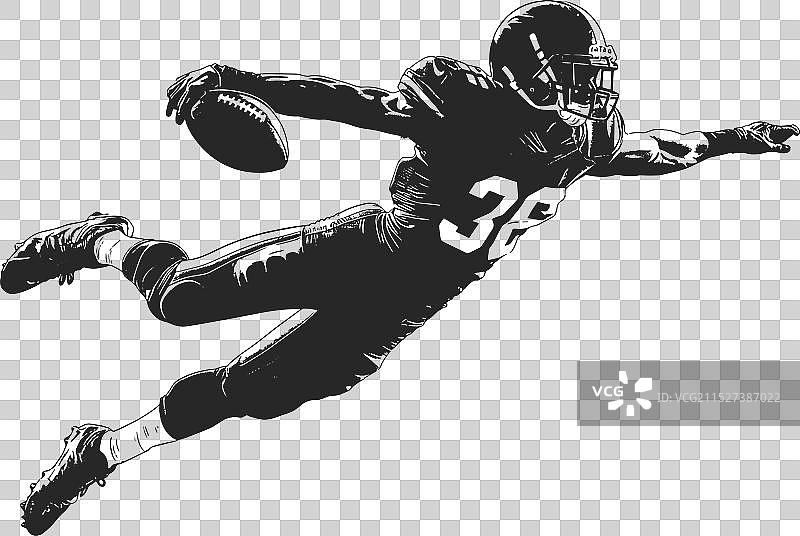 跳跃的美式橄榄球运动员的轮廓图片素材