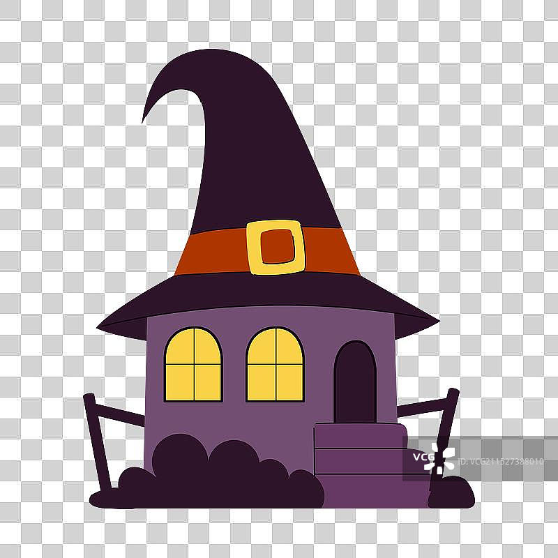 带有紫色屋顶和黑色帽子的房子图片素材