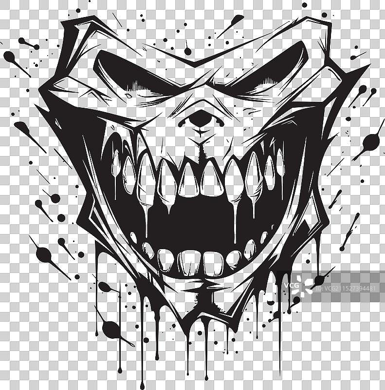 阴险的恶意凝视，标志性的阴影咧嘴笑图片素材