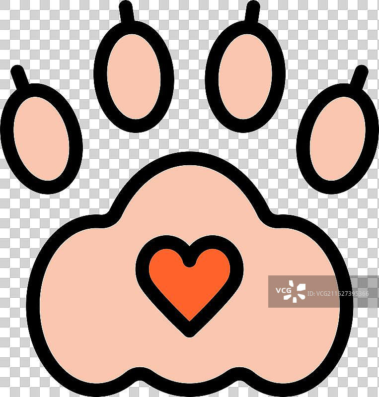 带动物爪印的心形彩色图标：爱犬图片素材