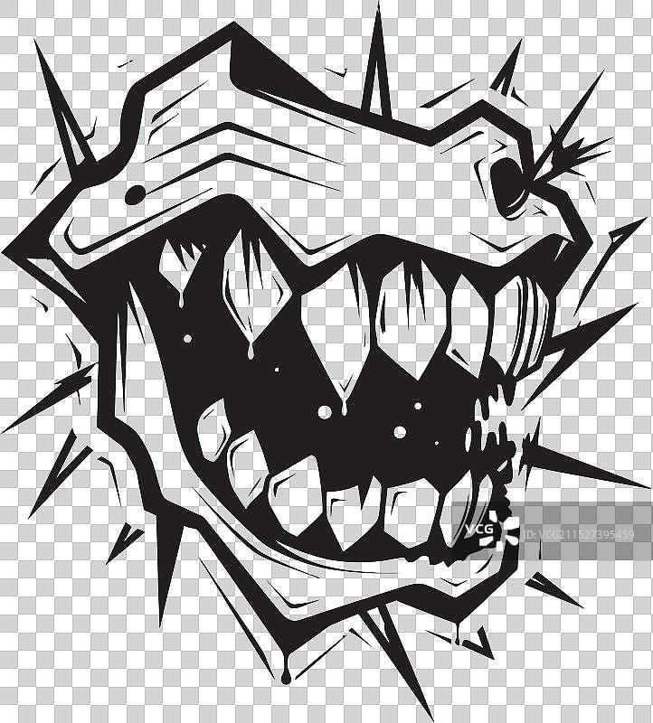 可怕的咬牙切齿的邪恶下巴象征图片素材