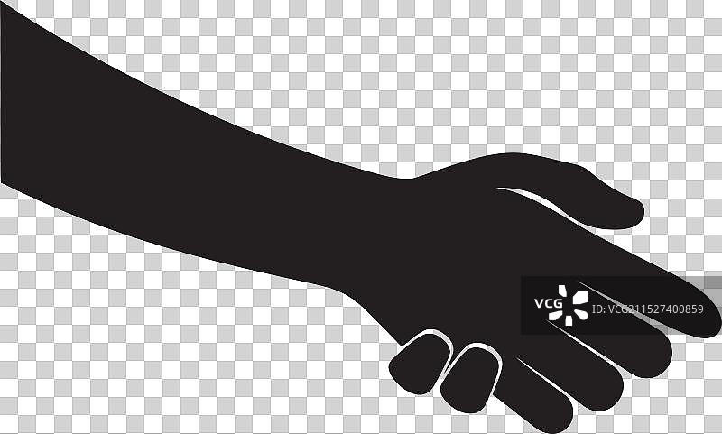 单色条约黑色握手团结图标图片素材