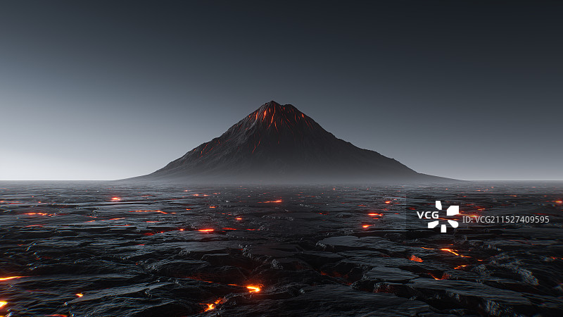 超现实熔岩火山科技感地形山脉3d渲染背景图片素材