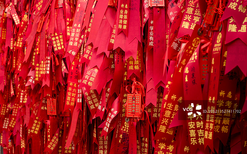西安大兴善寺，祈福红丝带图片素材