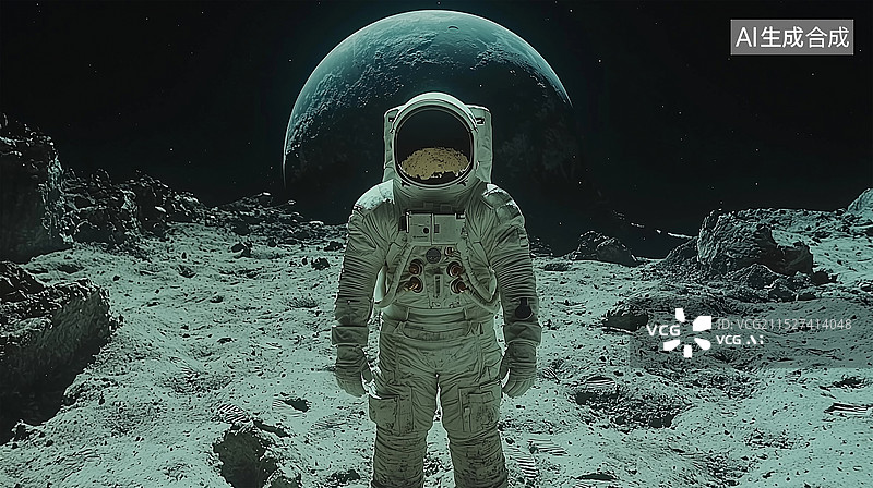 【AI数字艺术】身穿太空服的宇航员背景是地球图片素材